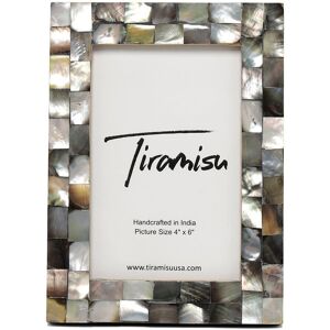 Tiramisu Mother of Pearl Picture Frame- Stack Bond Pattern Grey Medium