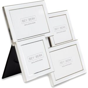 Bey-Berk Collage Picture Frame for Four 4x6 Photos Silver ns