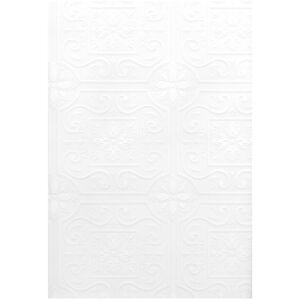 Brewster Talavera White Flower Tile Paintable Wallpaper White NoSize