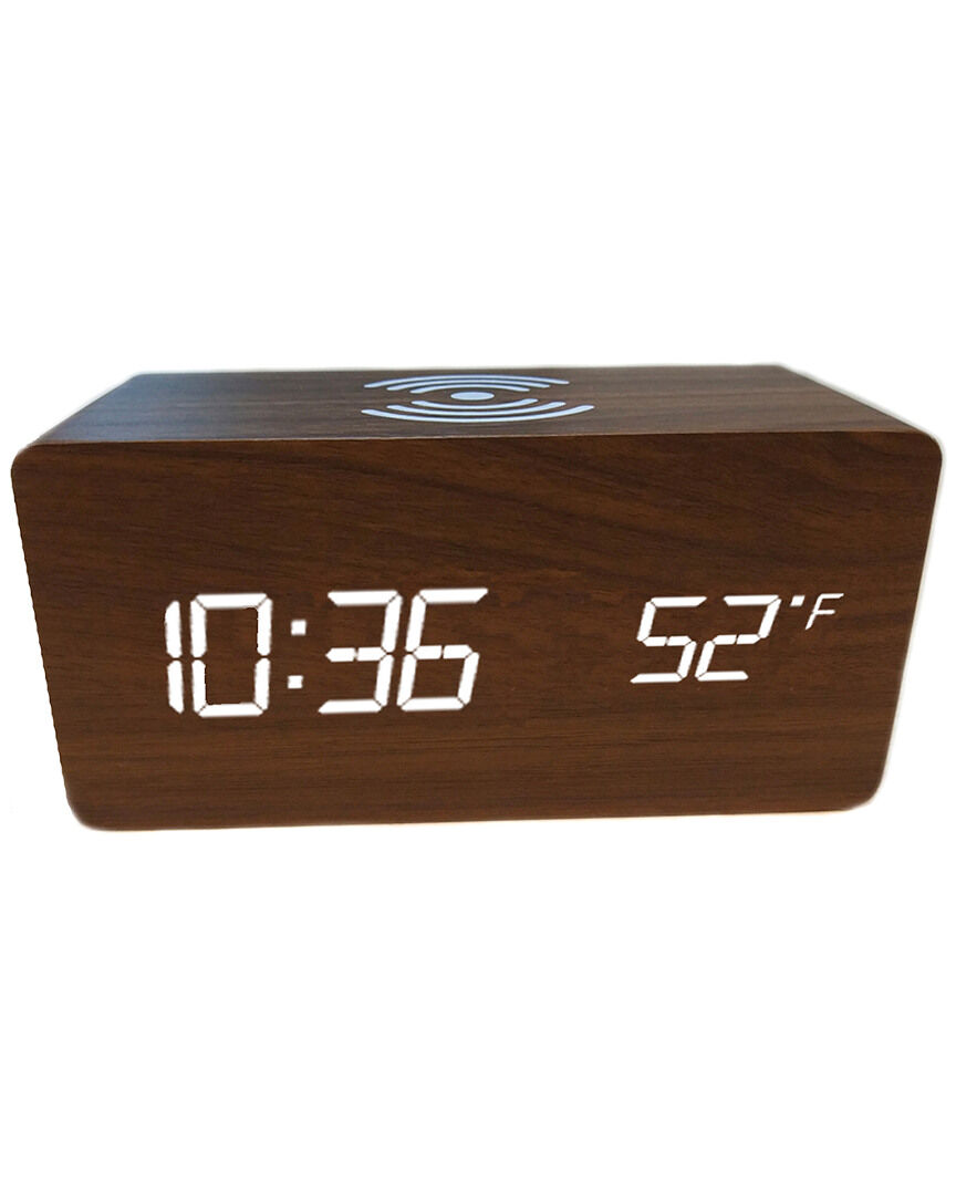 ZTECH Zunammy Wooden Digital Alarm Clock & Thermometer With Wireless Charger NoColor NoSize