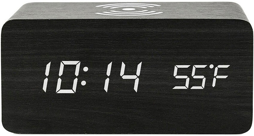 ZTECH Zunammy Wooden Digital Alarm Clock & Thermometer With Wireless Charger NoColor NoSize