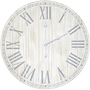 Lalia Home Wood Plank 23" Large Coastal Rustic Wall Clock White NoSize