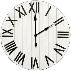 Lalia Home Handsome 21" Rustic Farmhouse Wood Wall Clock White NoSize