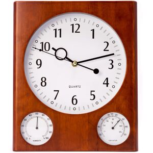 Bey-Berk Cherry Wood Wall Clock with Thermometer & Hygrometer NoColor NoSize