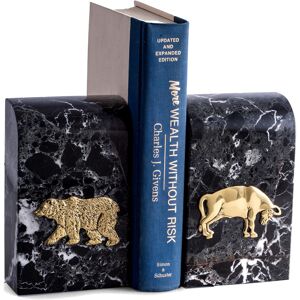 Bey-Berk Black Zebra Marble Bookends NoColor NoSize