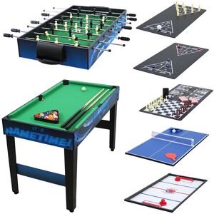 Sunnydaze 10-in-1 Multi Game Table- Billiards Foosball Hockey Pool Blue NoSize
