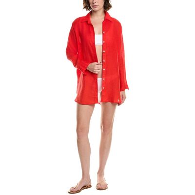 PQ Swim Tilly Linen Cover-Up Shirt Red XS/S PQ Swim Tilly Linen Cover-Up Shirt Red XS/S