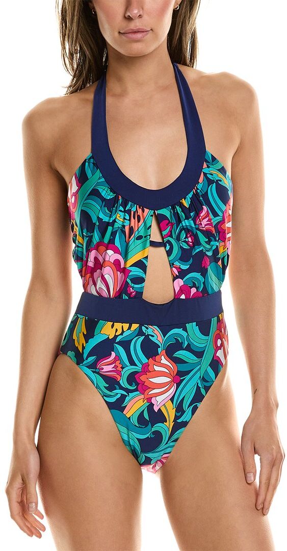 Trina Turk India Garden One-Piece Blue 4