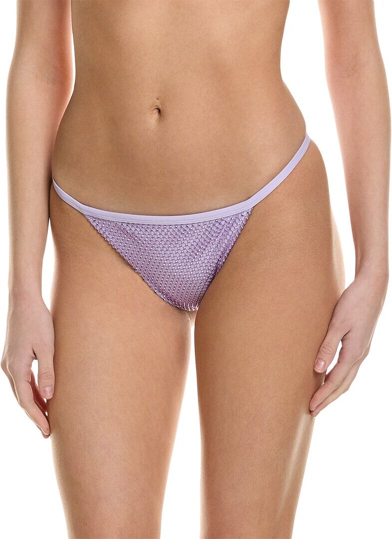 SIMKHAI Moxie Crystal Mesh String Bikini Bottom Purple M