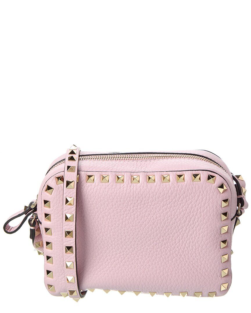 Valentino Rockstud Grainy Leather Camera Bag Purple os