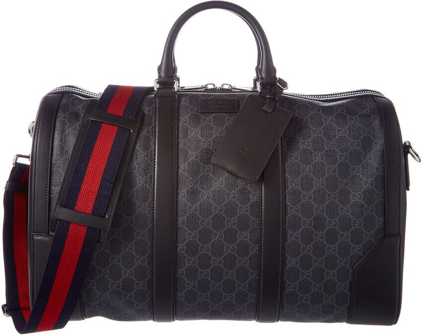 Gucci GG Supreme Canvas & Leather Duffel Bag Black NoSize