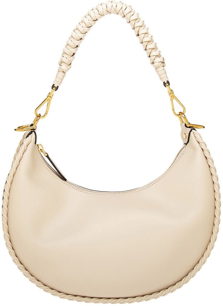 FENDI Fendigraphy Small Leather Hobo Bag White NoSize