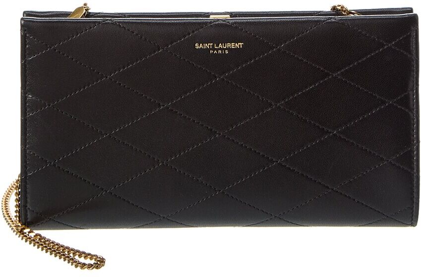 Saint Laurent Logo Leather Wallet On Chain Black NoSize