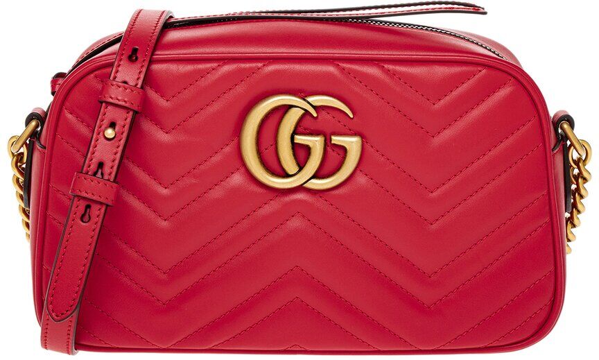 Gucci GG Marmont Small Matelasse Leather Shoulder Bag Red NoSize