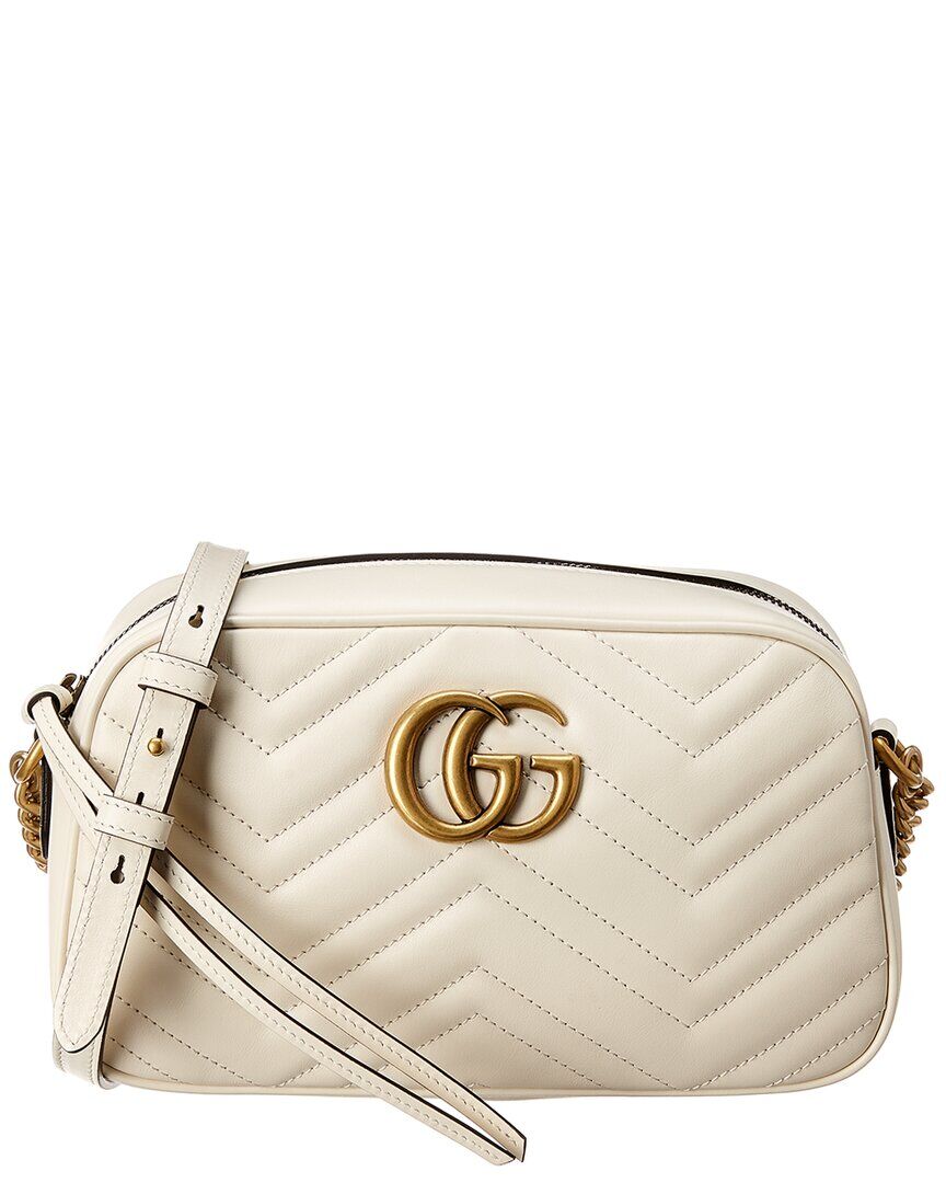 Gucci GG Marmont Small Matelasse Leather Crossbody Camera Bag White NoSize