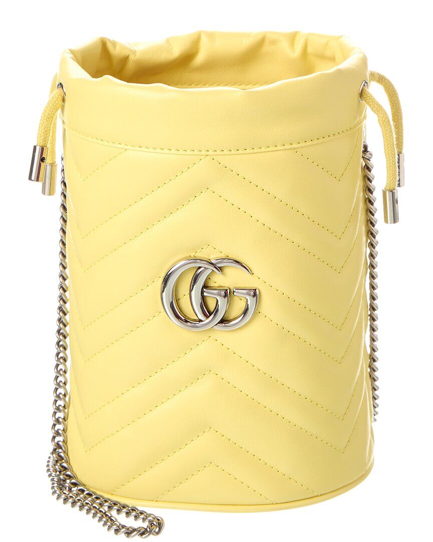Gucci GG Marmont Mini Matelasse Leather Bucket Bag Yellow NoSize