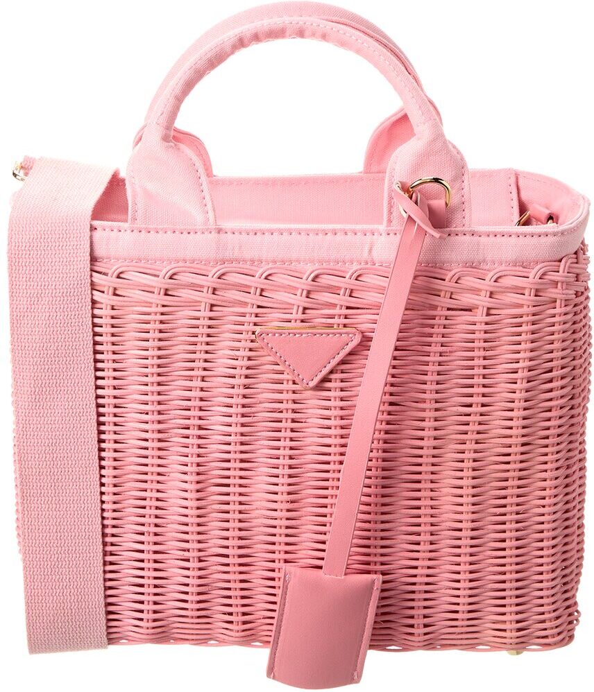 Surell Accessories Handmade Straw Basket Bag Pink NoSize