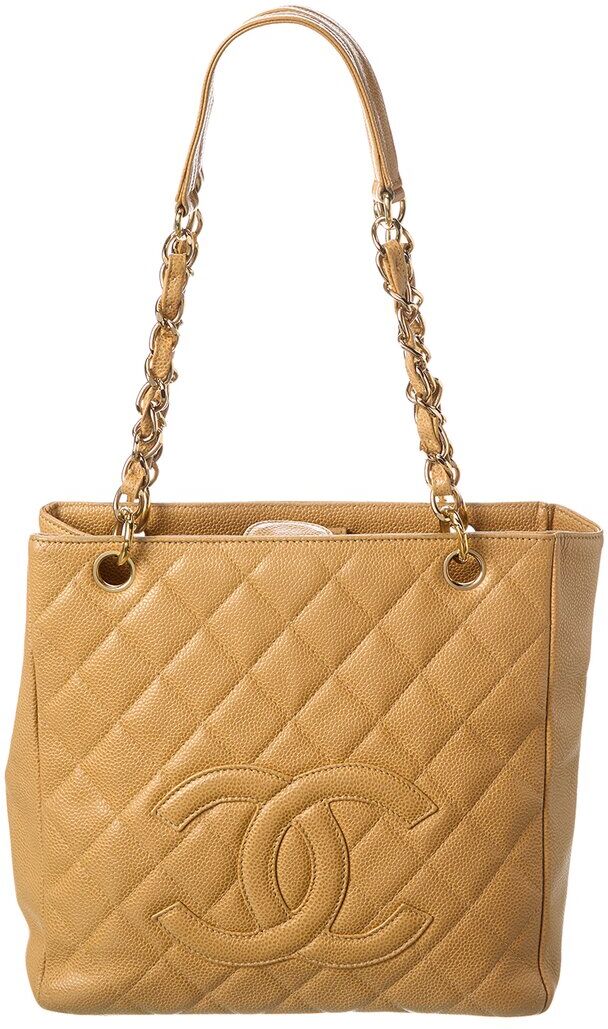 Chanel Beige Caviar Leather Petite Shopping Bag (Authentic Pre-Owned) NoColor NoSize