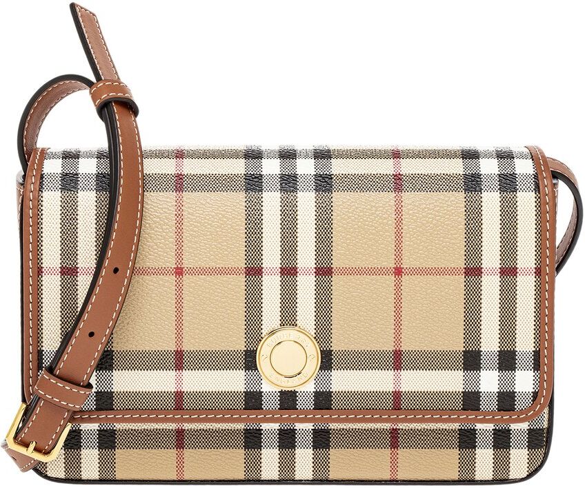 Burberry Hampshire E-Canvas & Leather Shoulder Bag Beige NoSize