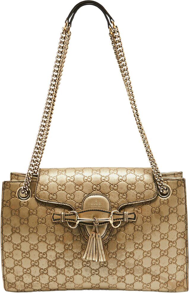 Gucci Gold Guccissima Leather Emily Chain Shoulder Bag (Authentic Pre-Owned) NoColor NoSize