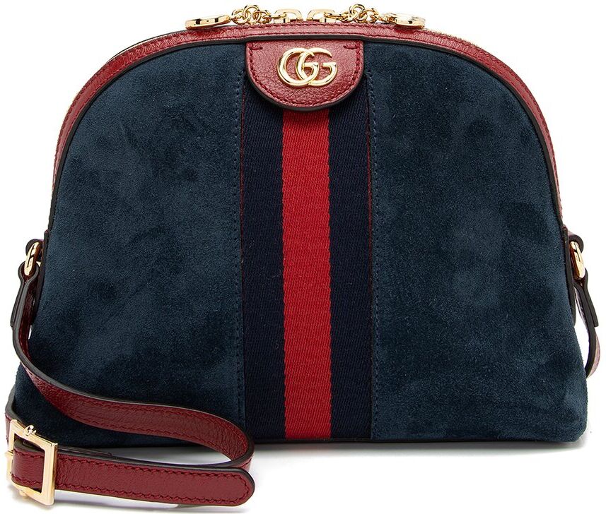 Gucci Blue & Red Leather & Suede Ophidia Dome Small Shoulder Bag (Authentic Pre-Owned) NoColor NoSize