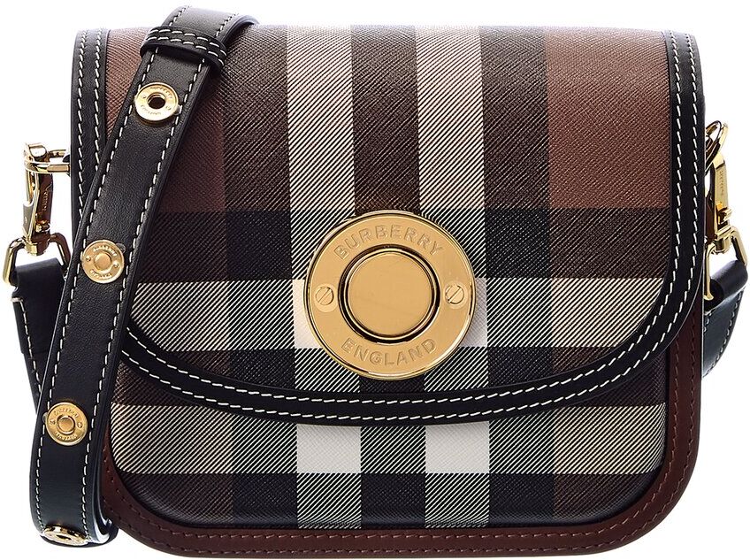 Burberry Elizabeth Small E-Canvas & Leather Shoulder Bag Brown NoSize