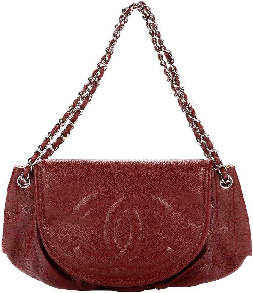 Chanel Bordeaux Quilted Caviar Leather by Karl Lagerfeld CC Single Flap Bag (Authentic Pre-Owned) NoColor NoSize