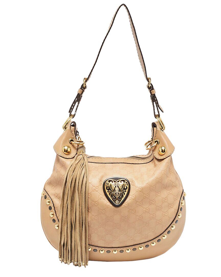 Gucci Beige Guccissima Leather Babouska Heart Hobo Bag (Authentic Pre-Owned) NoColor NoSize