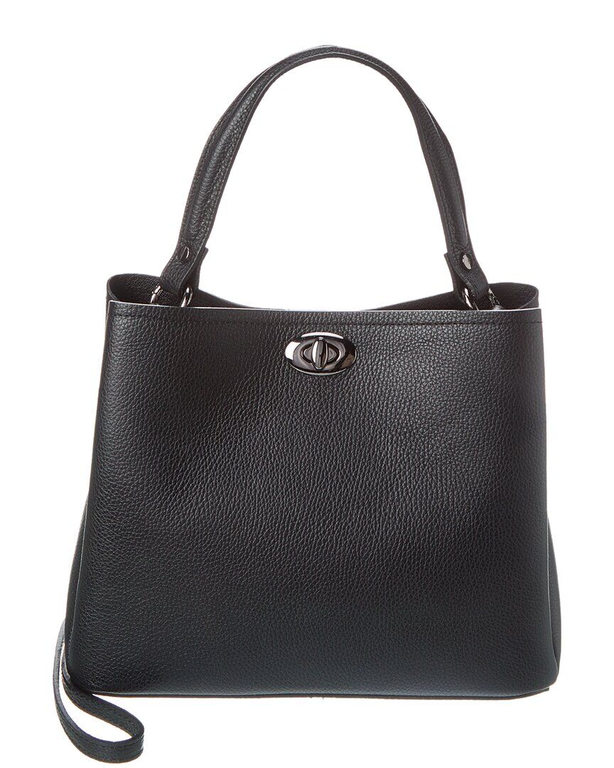 Italian Leather Top Handle Bag Black NoSize
