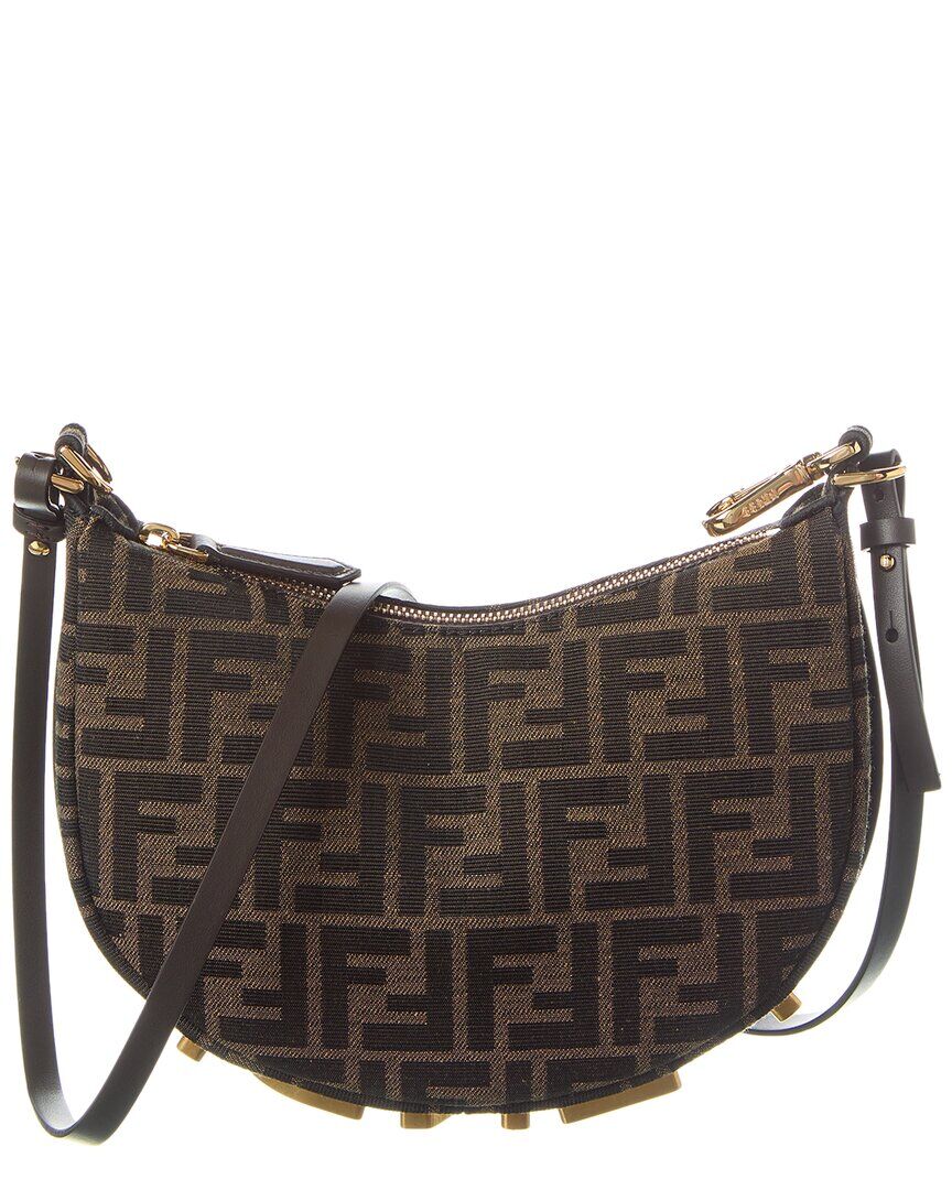 FENDI Fendigraphy Mini FF Jacquard Hobo Bag Brown NoSize