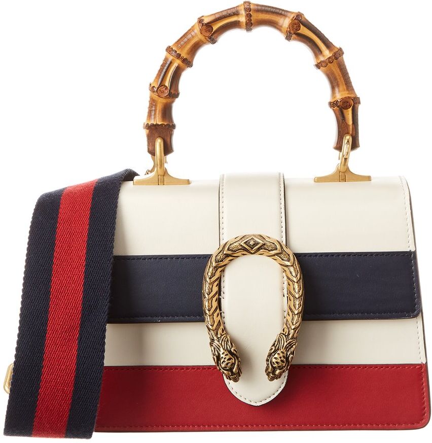 Gucci Dionysus Mini Bamboo Top Handle Leather Shoulder Bag White NoSize