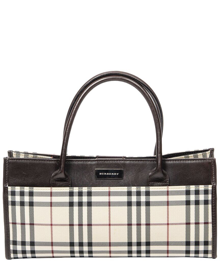 Burberry Beige & Dark Brown Nova Check Canvas Small Rectangular Handbag (Authentic Pre-Owned) NoColor NoSize