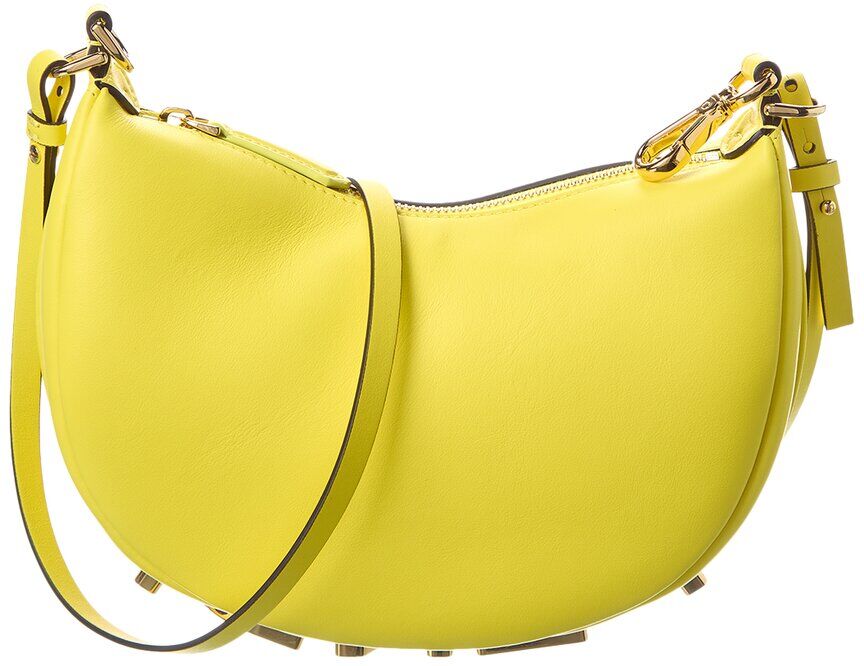 FENDI Fendigraphy Mini Leather Hobo Bag Yellow NoSize