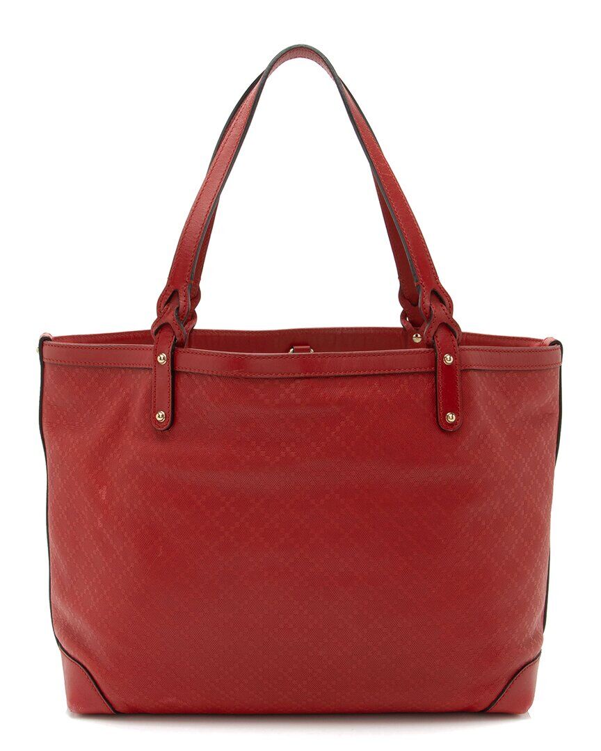 Gucci Red Leather canvas Diamante Craft Medium Tote (Authentic Pre-Owned) NoColor NoSize