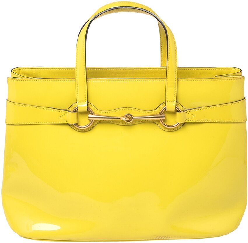 Gucci Yellow Patent Leather Medium Bright Bit Tote (Authentic Pre-Owned) NoColor NoSize