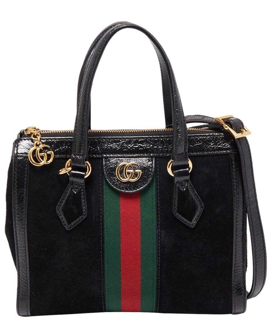 Gucci Black Patent Leather & Suede Small Web Ophidia Tote (Authentic Pre-Owned) NoColor NoSize