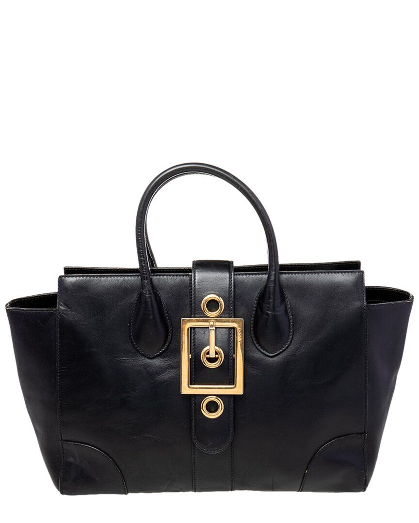 Gucci Black Leather Lady Buckle Tote (Authentic Pre-Owned) NoColor NoSize