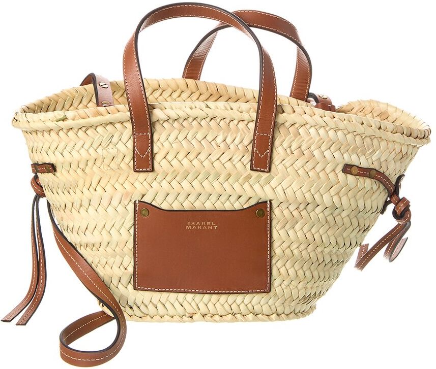 Isabel Marant Cadix Mini Raffia & Leather Tote Brown NoSize