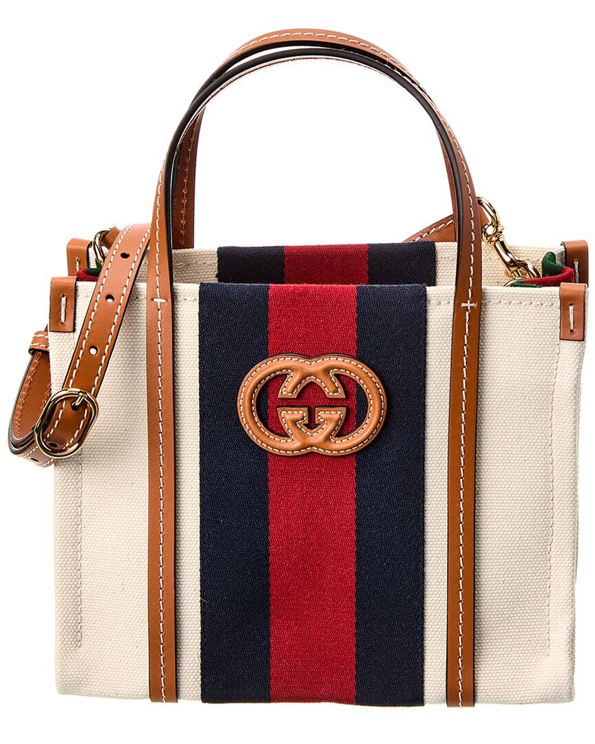 Gucci Interlocking G Mini Canvas & Leather Tote White NoSize