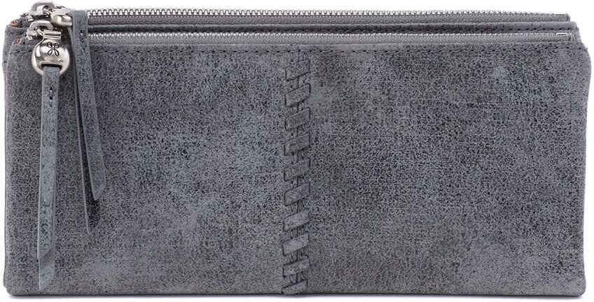 Hobo Keen Large Zip Top Leather Wallet Grey NoSize