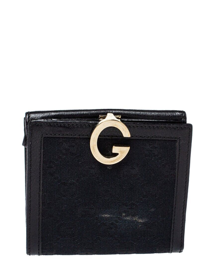 Gucci Black GG Canvas & Leather French Compact Wallet (Authentic Pre-Owned) NoColor NoSize