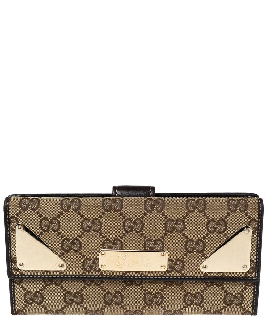 Gucci Brown Monogram GG Canvas & Leather Indy Continental Wallet (Authentic Pre-Owned) NoColor NoSize