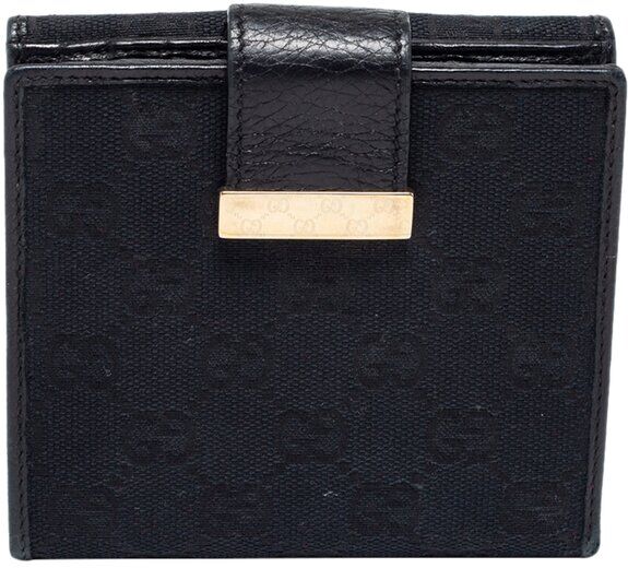 Gucci Black Canvas & Leather French Wallet (Authentic Pre-Owned) NoColor NoSize