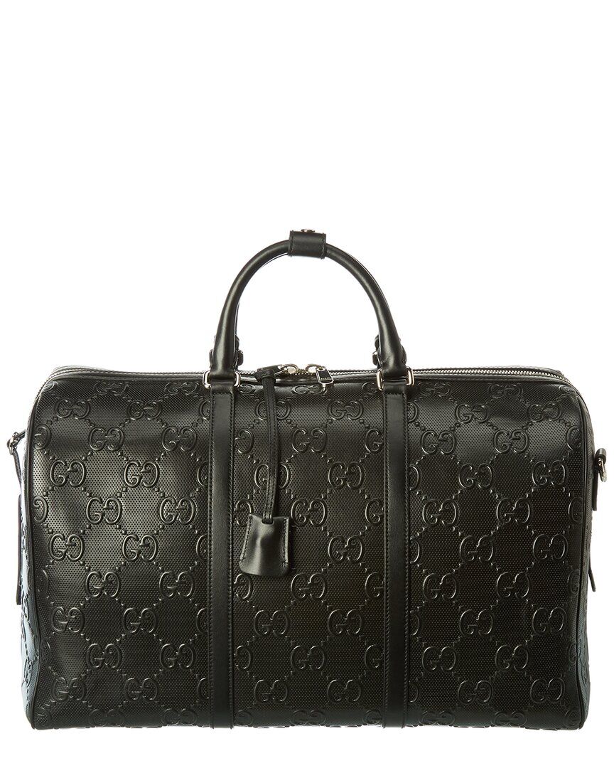Gucci Embossed Leather Satchel Black NoSize