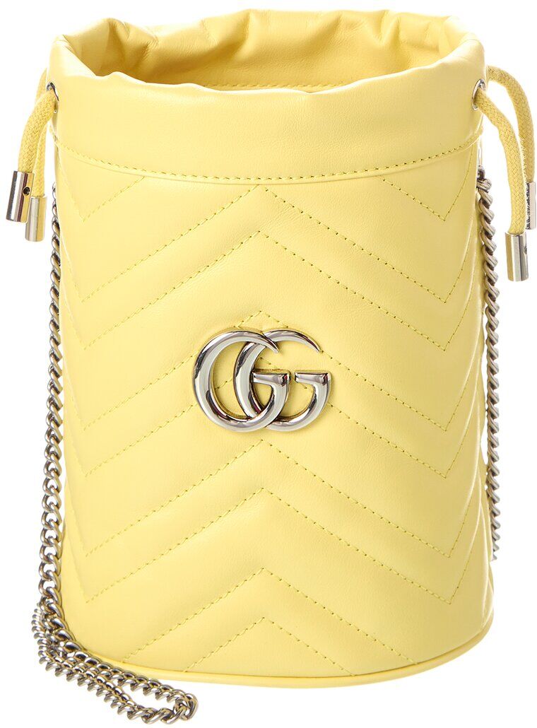 Gucci GG Marmont Mini Matelasse Leather Bucket Bag Yellow os