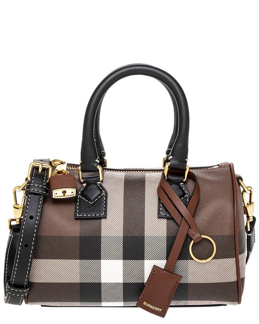 Burberry Canvas & Leather Mini Bowling Bag Brown NoSize