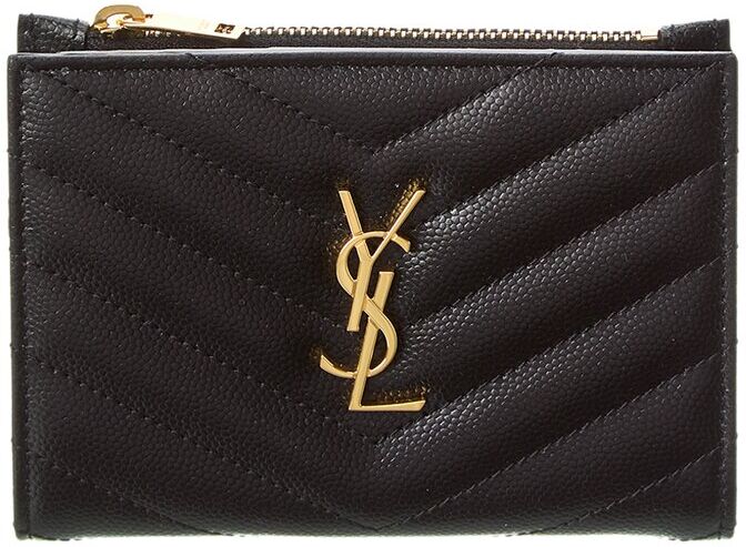 Saint Laurent Cassandre Matelasse Grain De Poudre Embossed Leather Zipped Bi-Fold Wallet Black NoSize