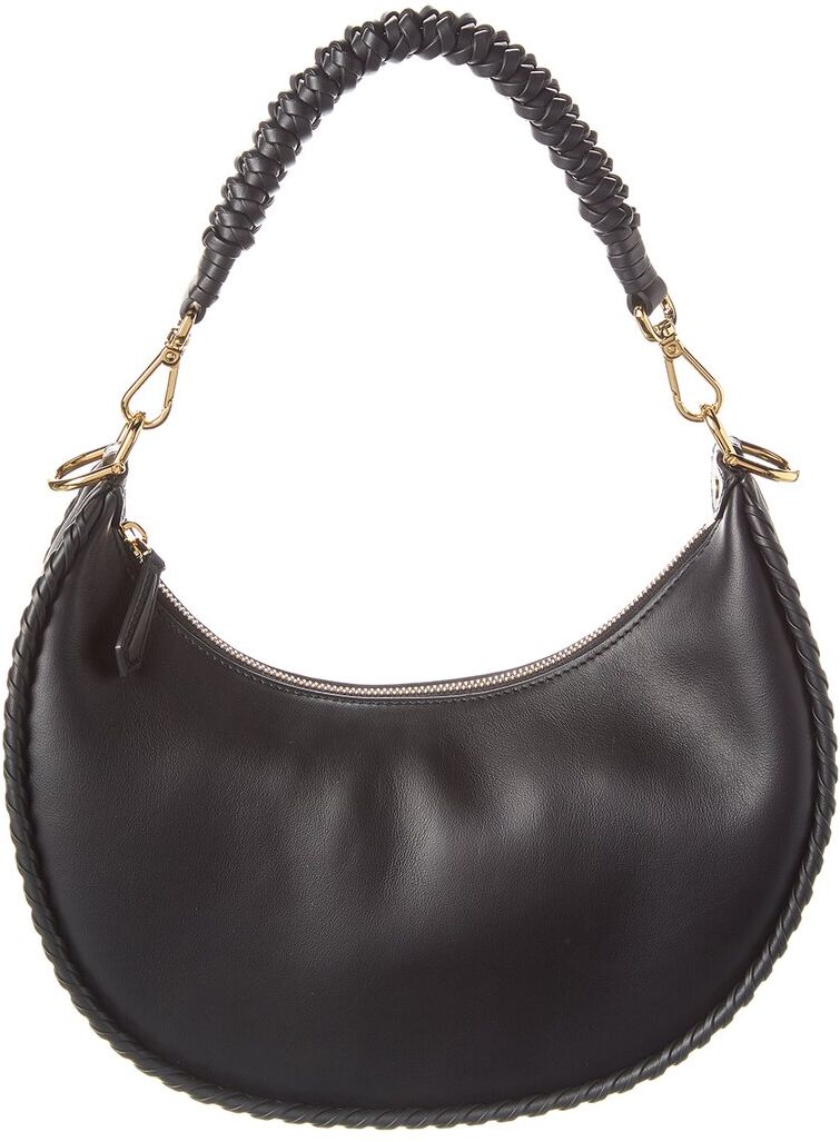 FENDI Fendigraphy Small Leather Hobo Bag Black NoSize