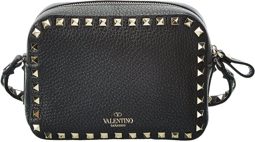 Valentino Rockstud Grainy Leather Camera Bag Black NoSize