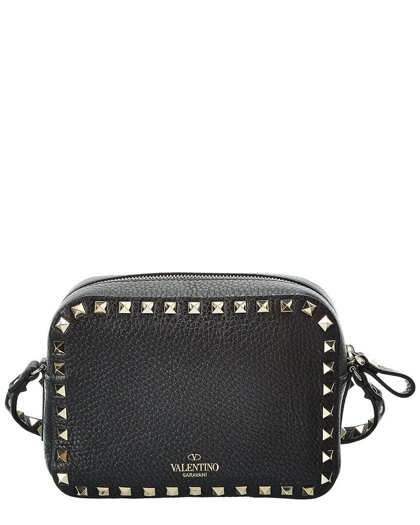 Valentino Rockstud Grainy Leather Camera Bag Black NoSize